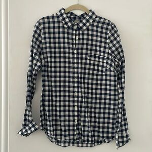 J. Crew navy & white gingham button down